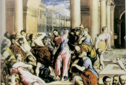 Jesus driving the money-changers out of the Jewish temple